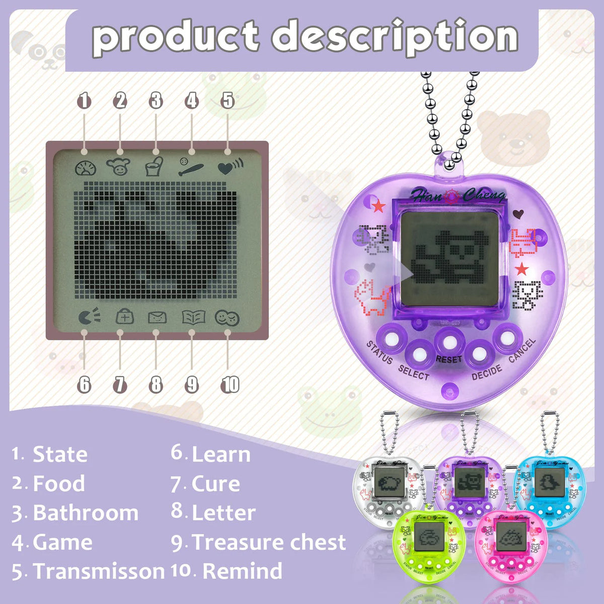 Electronic Pets Game Tamagotchi Handheld Game Console Toy in Russian Original German Spanish Polish Virtual Digital Pet Toy