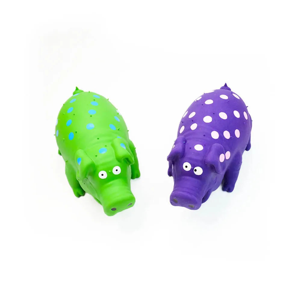 Pet Latex Pig Toy - Squeaky, Spotted, Durable Chew & Molar Toy for Dogs, Pet Puzzle Supplies